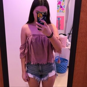 blush pink off the shoulder top